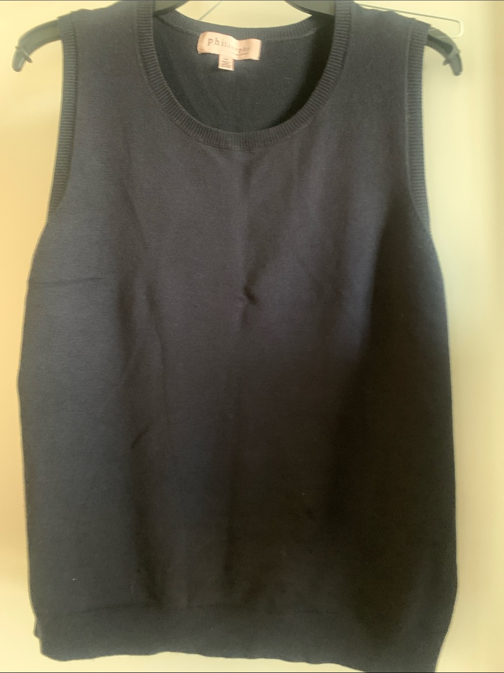 Philosophy Navy Sleeveless Knit Tank black size Large